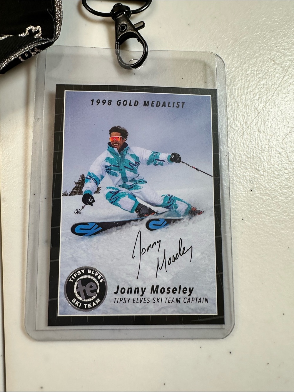 NWT Tipsy Elves Johnny Mosley SKI TEAM Lanyard 1998 Gold Medalist Snow Team Capt